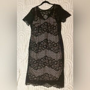 Donna Ricco Black Lace Overlay Dress